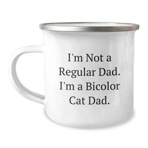 Funny Bicolor Cat Dad Gifts for Men and Women - Bicolor Cat Camping Mug - I'm Not A Regular Dad, I'm A Bicolor Cat Dad. - Image 1