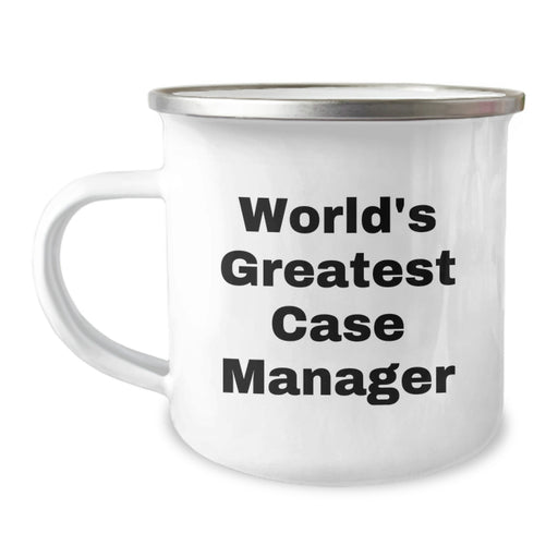 World's Greatest Case Manager Funny Birthday Unique Gifts from Friends for Amazing Case Managers Camping Mug, Unique 12 oz Stainless Steel with Enamel Finish, Gifts for Case Manager - Image 1