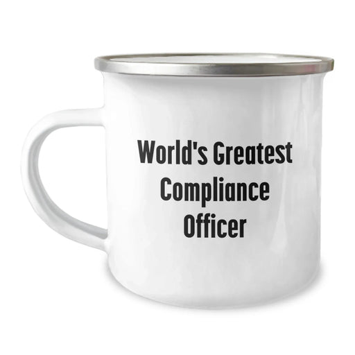 Funny Compliance Officer Gifts for Men and Women, World's Greatest Compliance Officer Camping Mug, 12 oz Stainless Steel with Enamel Finish, Unique Graduation Gifts from Family and Friends - Image 1