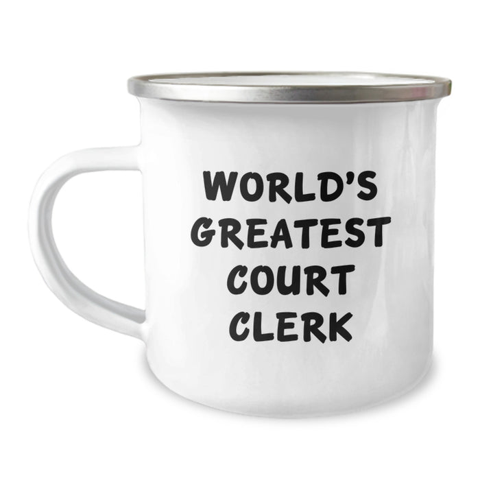 World's Greatest Court Clerk Funny Camping Mug Gifts from Friends for Court Clerk's Birthday - Image 1