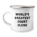 World's Greatest Court Clerk Funny Camping Mug Gifts from Friends for Court Clerk's Birthday - Image 1