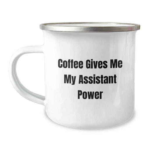 Funny Assistant Gifts for Men, Birthday Unique Gifts from Friends, Camping Mug with 'Coffee Gives Me My Assistant Power' Quote - Image 1