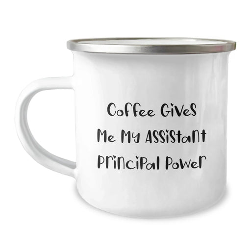 Funny Assistant Principal Gifts for Men - Birthday Unique Gifts from Family - Camping Mug Coffee Lovers - 'Coffee Gives Me My Assistant Principal Power' - Image 1