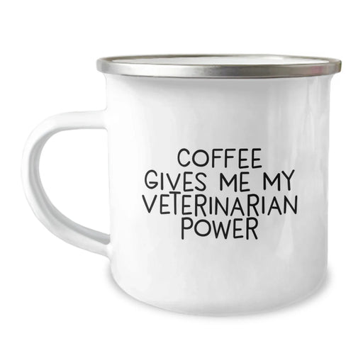Funny Veterinarian Gifts from Friends, Unique Christmas Unique Gifts for Veterinarian Men, Camping Mug Quote - Coffee Gives Me My Veterinarian Power - Image 1