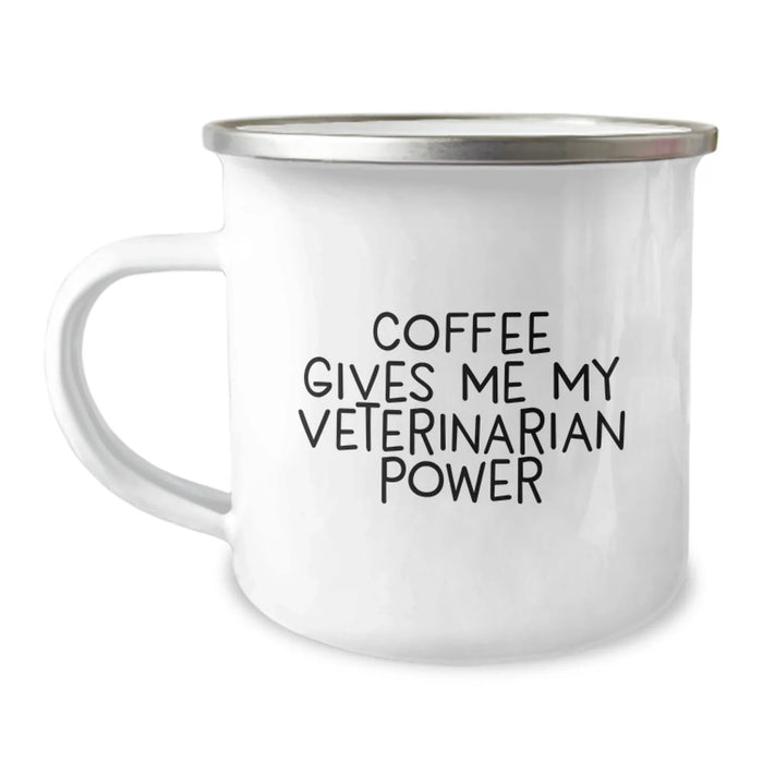 Funny Veterinarian Gifts from Friends, Unique Christmas Unique Gifts for Veterinarian Men, Camping Mug Quote - Coffee Gives Me My Veterinarian Power - Image 1