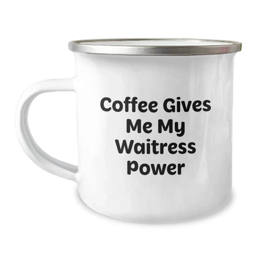 Funny Waitress Gifts for Christmas Camping Mug - 'Coffee Gives Me My Waitress Power' - Ideal Gift from Friends to Family Member - Image 1