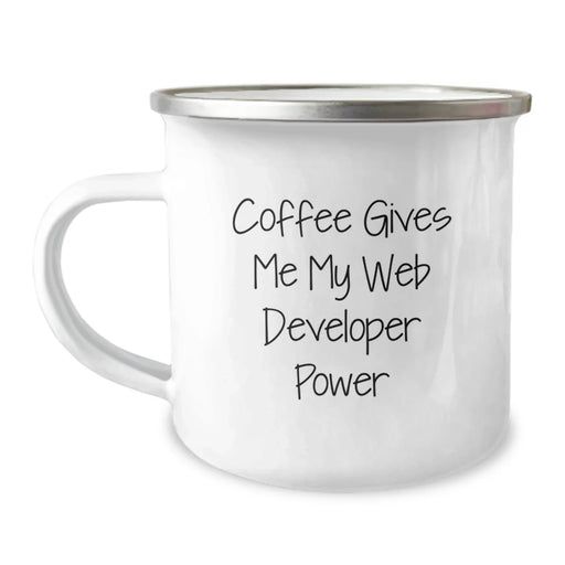 Funny Web Developer Gifts from Friends - Christmas Unique Gifts - Coffee Gives Me My Web Developer Power Camping Mug for Men - Image 1