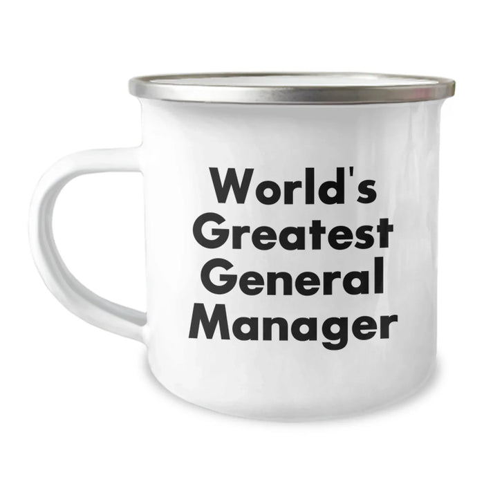 Funny General Manager Gifts from Friends, Unique World's Greatest General Manager Camping Mug for Birthday, 12 oz Stainless Steel with Enamel Finish - Image 1