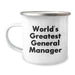 Funny General Manager Gifts from Friends, Unique World's Greatest General Manager Camping Mug for Birthday, 12 oz Stainless Steel with Enamel Finish - Image 1