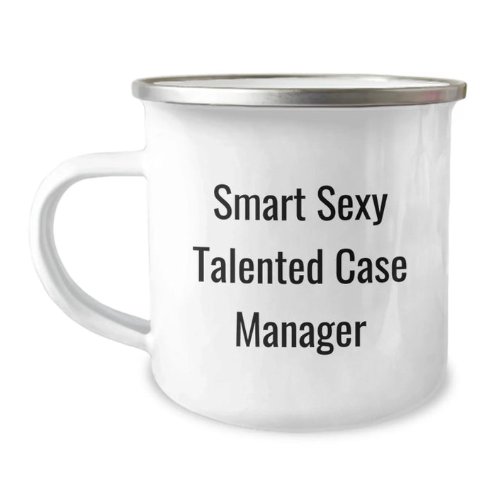 Funny Quotes for Case Manager, Birthday Unique Gifts for Case Manager, Stainless Steel Camping Mug - Image 1