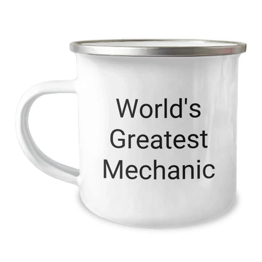Funny Mechanic Gifts from Men for the World's Greatest Mechanic Camping Mug, Unique Christmas Memorable Presents for Mechanic Friends, Stainless Steel Enamel Finish - Image 1