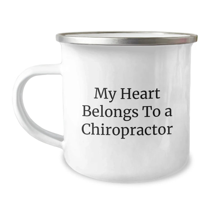 Funny Chiropractor Gifts from Men for Him, Unique Christmas Unique Gifts for Chiropractor, Camping Mug with My Heart Belongs To A Chiropractor Quote - Image 1
