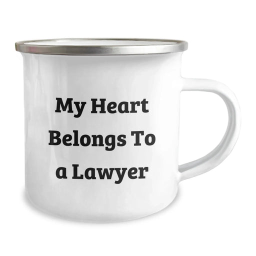 Funny Lawyer Gifts from Friends - 'My Heart Belongs To A Lawyer' Camping Mug for Lawyer Birthday Unique Gifts - Image 2