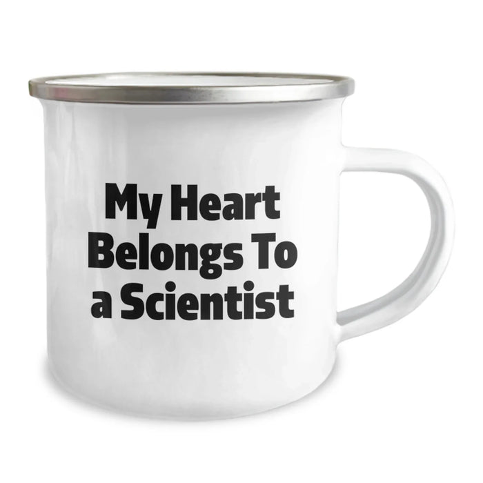 Funny Scientist Gifts from Friends - My Heart Belongs To A Scientist Birthday Unique Gifts for Scientist Men Stainless Steel Camping Mug - Image 2