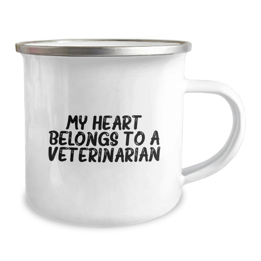 Veterinarian Funny Mugs, 'My Heart Belongs To A Veterinarian' Birthday Unique Gifts from Friends to Family, 12 oz Camping Mug - Image 2