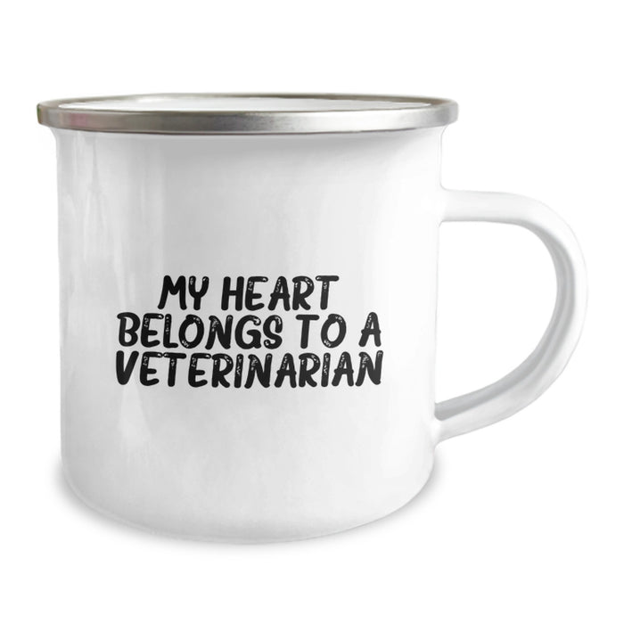 Veterinarian Funny Mugs, 'My Heart Belongs To A Veterinarian' Birthday Unique Gifts from Friends to Family, 12 oz Camping Mug - Image 2