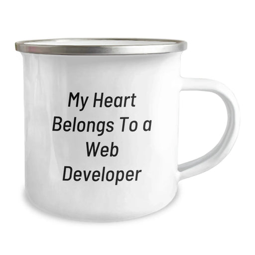 Funny Web Developer Gifts from Friends Birthday Unique Camping Mugs with 'My Heart Belongs To A Web Developer' Quote for Web Developers - Image 2