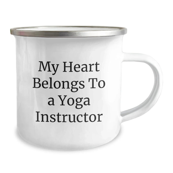 Funny Yoga Instructor Gifts from Men to Friends, 'My Heart Belongs To A Yoga Instructor' Camping Mug for Birthday Unique Gifts - Image 2