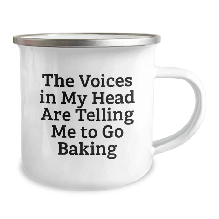 Funny Baking Camping Mug for Friends - Gifts from Family - Birthday Unique Gifts for Baking Enthusiasts - The Voices In My Head Are Telling Me To Go Baking - Image 2