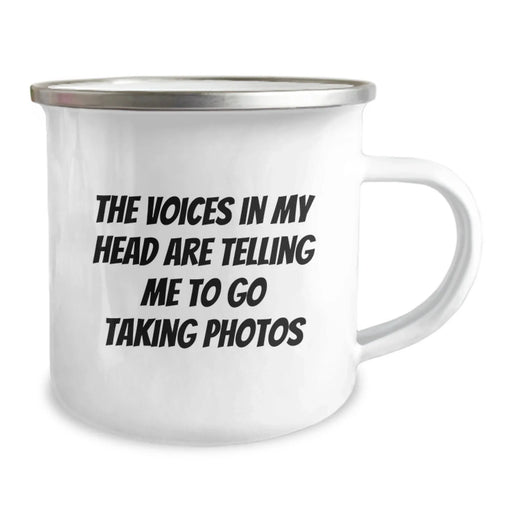 Funny Taking Photos Gifts for Friends, Camping Mug with Quote 'The Voices In My Head Are Telling Me To Go Taking Photos', Birthday Unique Gifts from Family - Image 2
