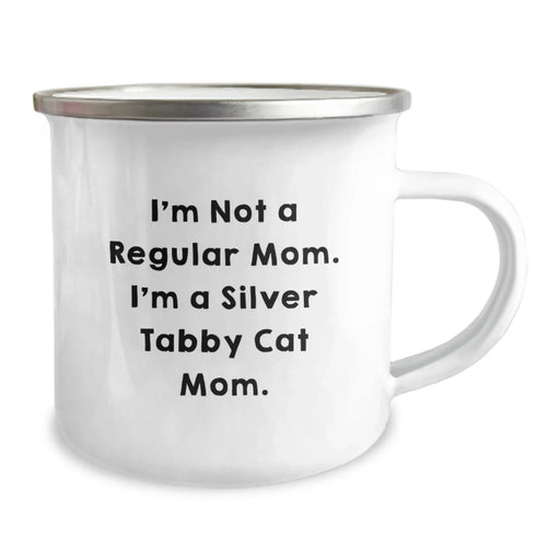 Funny Silver Tabby Cat Mom Camping Mug - Gifts from Friends, Family, or Coworkers for Christmas Unique Gifts, Silver Tabby Cat Enthusiasts, Cat Lovers, Mom - Image 2