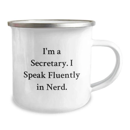 Funny Secretary Gifts for Christmas - 'I Speak Fluently In genius.' Camping Mug from Friends - Image 2