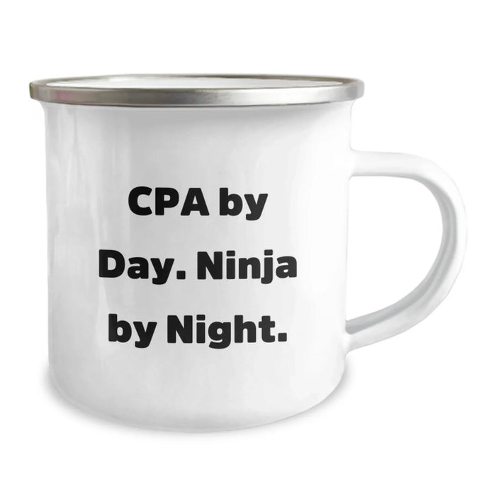 CPA Gifts for Men from Friends - Camping Mug with Funny Quote 'Cpa By Day. Ninja By Night.' for Birthday - Image 2