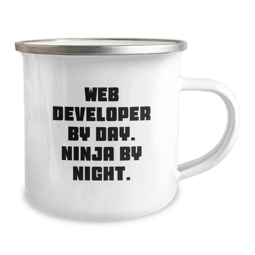 A Humorous Gift for Web Developer Friends - Camping Mug 'Web Developer By Day. Ninja By Night.' - Birthday Unique Gifts from Friends - Image 2