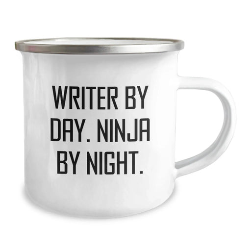 Christmas Unique Gifts for Writer Friends from Men, Funny Writer By Day. Ninja By Night. Camping Mug - Image 2