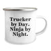 Funny Trucker Gifts for Men, Trucker Christmas Unique Gifts from Family, Trucker By Day Ninja By Night 12 oz Stainless Steel Camping Mug - Image 2