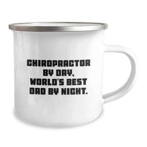 Funny Chiropractor Gifts from Men for Christmas Unique Ideas Camping Mug - 'Chiropractor By Day, World's Best Dad By Night.' - Image 2