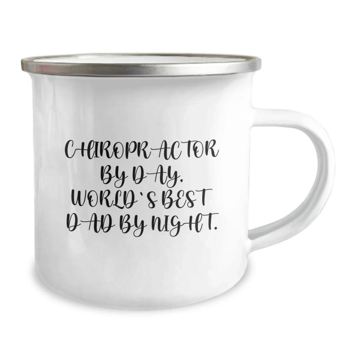 Chiropractor Gifts for Christmas Unique Finds from Dad, Funny Quote Camping Mug for Men, 12 oz Stainless Steel Enamel Finish - Image 2