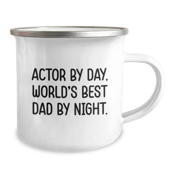 Actor Gifts: Actor By Day, World's Best Dad By Night. Funny Camping Mug for Birthday - Image 2