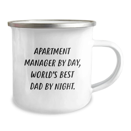 Funny Apartment Manager Gifts - 'Apartment Manager By Day, World's Best Dad By Night.' Camping Mug for Birthday - Image 2