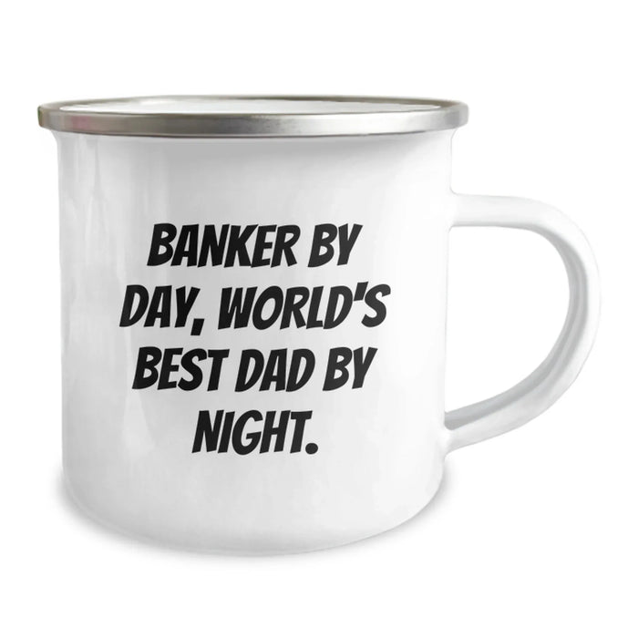 Funny Banker Gifts, World's Best Dad Camping Mug, Birthday Unique Gifts from Family to Banker, Best Dad Ever - Image 2