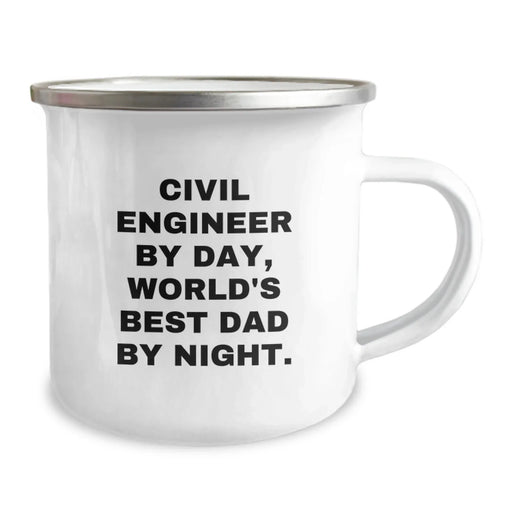 Civil Engineer Gifts for Men - Camping Mug - 'Civil Engineer By Day, World's Best Dad By Night.' Funny Quote - Image 2