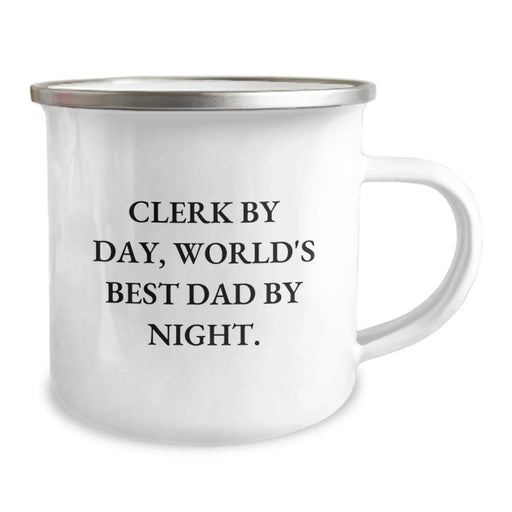 Clerk By Day Funny Camping Mug Gifts for Men, Christmas Unique Gifts from Family, World's Best Dad Mug - Image 2