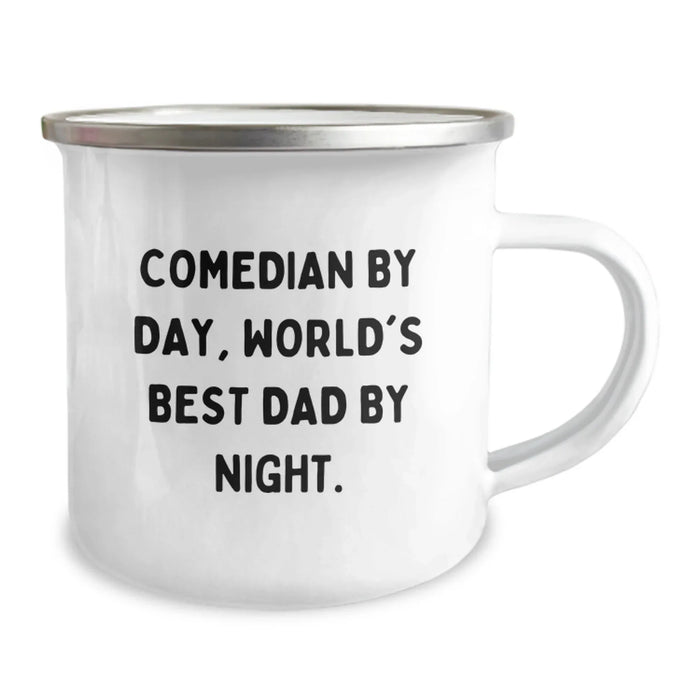 Funny Comedian Gifts for Men Comedian By Day World's Best Dad Night Camping Mug, Unique Christmas Unique Gifts for Comedian Friends, Camping Mug for Comedian, Comedian Lover Gifts - Image 2