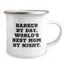 Funny Barber Gifts for Men by Day, World's Best Mom by Night, Unique Camping Mug for Graduation - Image 2