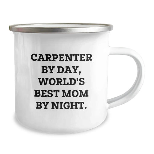 Carpenter Gifts from Family, World's Best Mom By Night., Funny Camping Mug for Graduation, 12 oz Stainless Steel - Image 2