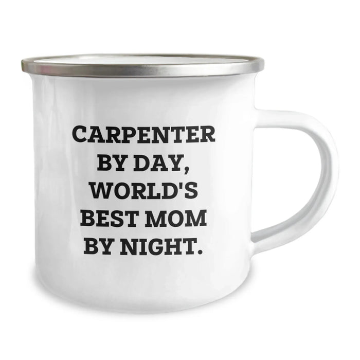 Carpenter Gifts from Family, World's Best Mom By Night., Funny Camping Mug for Graduation, 12 oz Stainless Steel - Image 2