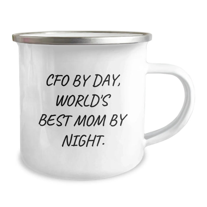 Funny CFO Gifts for Men from World's Best Mom - 'Cfo By Day, World's Best Mom By Night' Graduation Unique Gifts, Camping Mug for CFO - Image 2