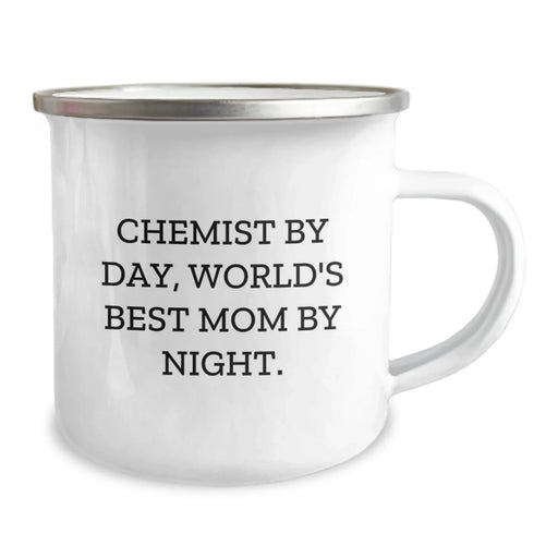 Chemist Gifts from Mom, Camping Mug for Graduation, Funny Quote 'Chemist By Day, World's Best Mom By Night.' - Unique Gifts for Chemist - Image 2