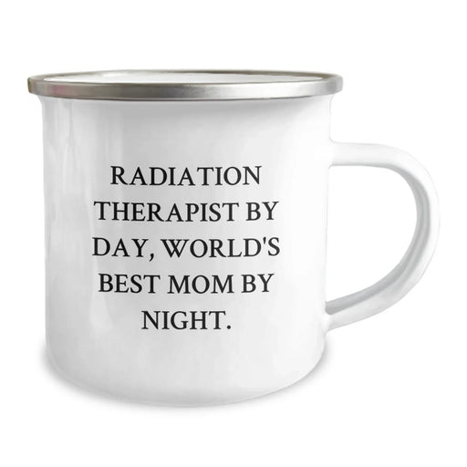 Funny Radiation Therapist Gifts from Friends, Unique Camping Mug for Radiation Therapist By Day, World's Best Mom By Night. Christmas Unique Gifts - Image 2