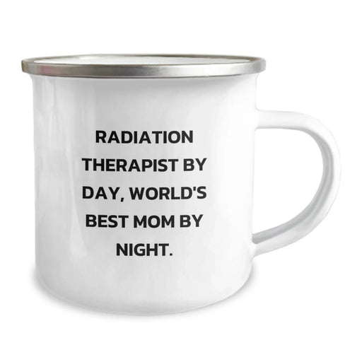 Funny Radiation Therapist Gifts by Day, World's Best Mom by Night - Christmas Unique Gifts from Mom to Radiation Therapist, 12 oz Stainless Steel Camping Mug - Image 2