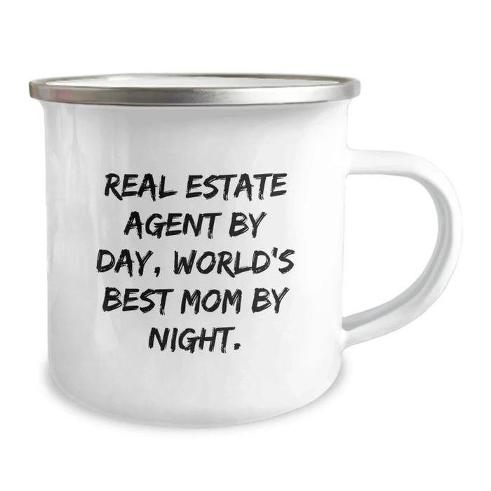 Funny Real Estate Agent Gifts from Mom, Camping Mug for Christmas Unique Presents for Real Estate Agent By Day, World's Best Mom By Night. - Image 2