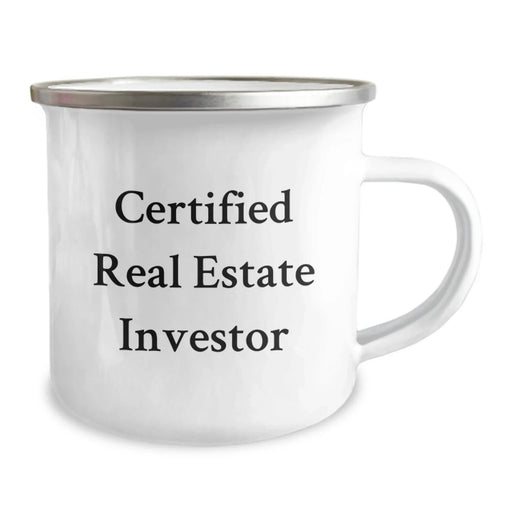 Funny Real Estate Investor Gifts for Men from Friends, Unique Camping Mugs for Graduation, 'Certified Real Estate Investor' Quote, 12 oz Stainless Steel with Enamel Finish - Image 2