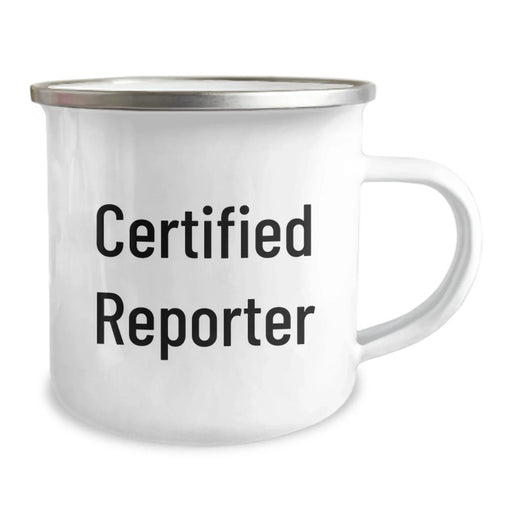Funny Reporter Gifts from Friends, Unique Camping Mugs for Graduation, 'Certified Reporter' Quote on Stainless Steel Mug, 12 oz Capacity, Hand Wash Recommended, Permanent Printing - Image 2