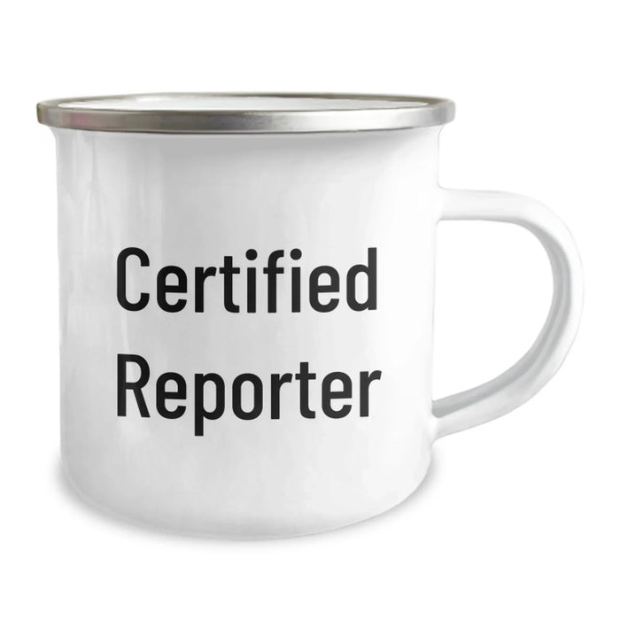 Funny Reporter Gifts from Friends, Unique Camping Mugs for Graduation, 'Certified Reporter' Quote on Stainless Steel Mug, 12 oz Capacity, Hand Wash Recommended, Permanent Printing - Image 2