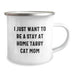 Gifts for Tabby Cat Lovers, Funny Camping Mug for Mom's Birthday, 'I Just Want To Be A Stay At Home Tabby Cat Mom' Enamel Finish - Image 2